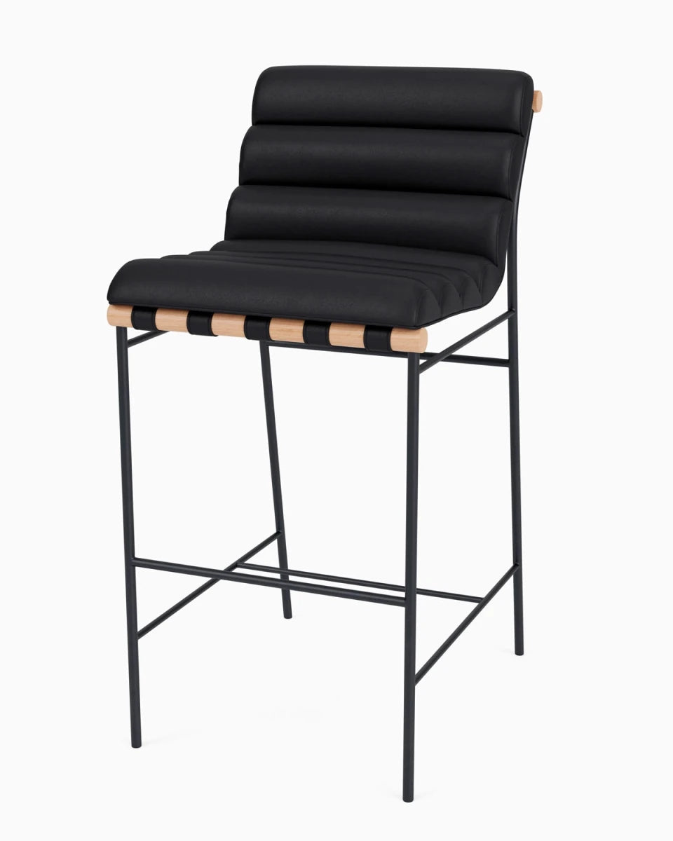 Black Leather / Black Leather Straps / White Oak / Bar (30" Height)