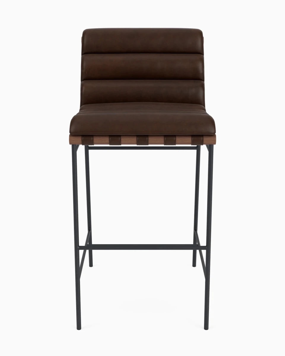 Maple Brown Leather / Maple Leather Straps / Walnut / Bar (30" Height)