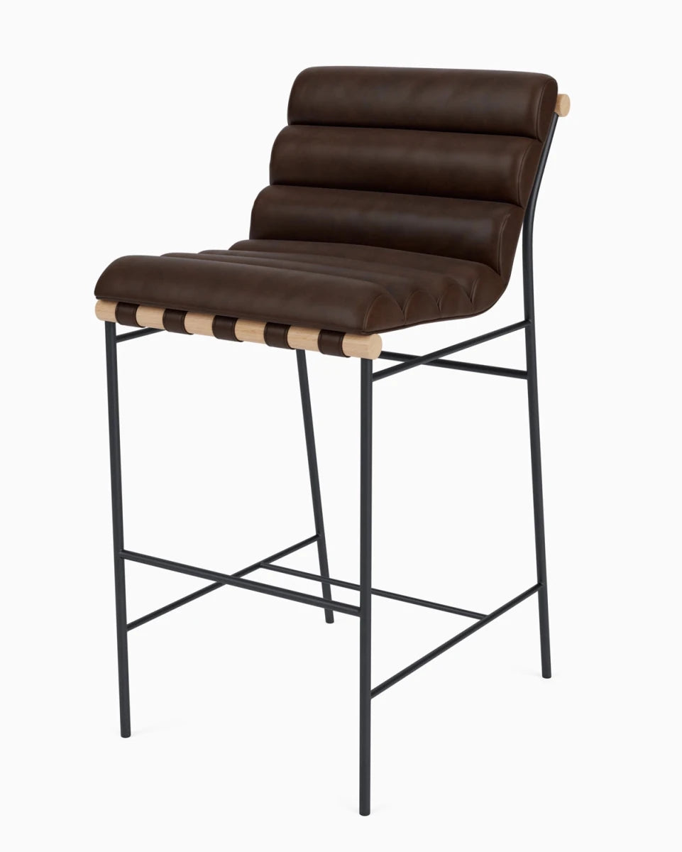 Maple Brown Leather / Maple Leather Straps / White Oak / Bar (30" Height)
