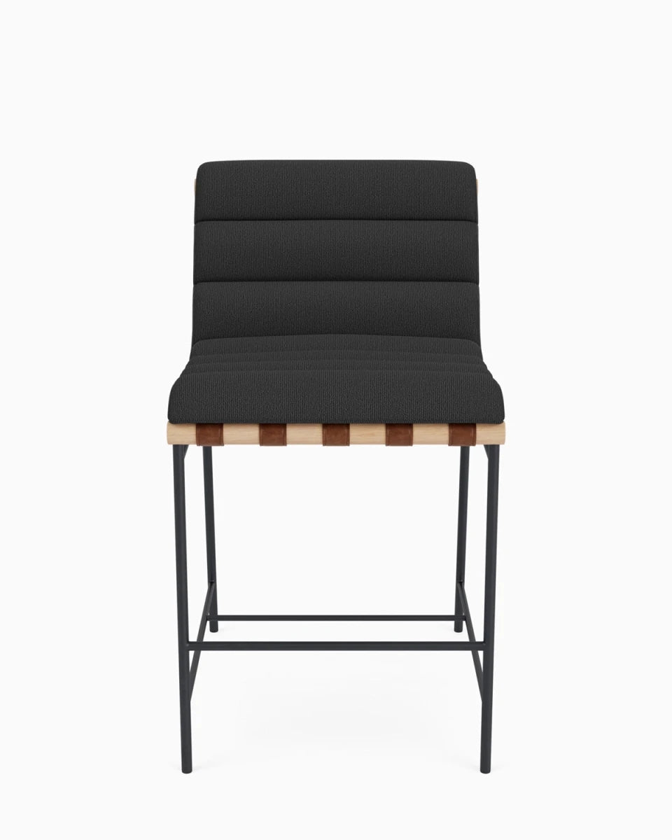 Charcoal Boucle / Heirloom Oak Straps / White Oak / Counter (24" Height)
