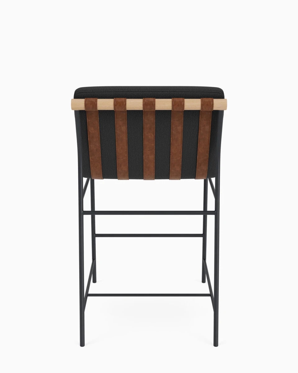 Charcoal Boucle / Heirloom Oak Straps / White Oak / Counter (24" Height)