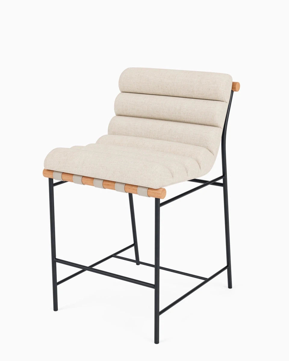 Pearl Linen / Pearl Leather Straps / White Oak / Counter (24" Height)
