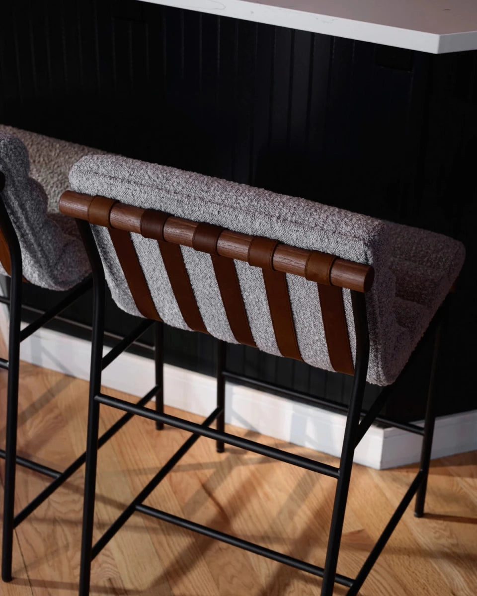 Stone Boucle / Heirloom Oak Straps / Walnut / Counter (24" Height)