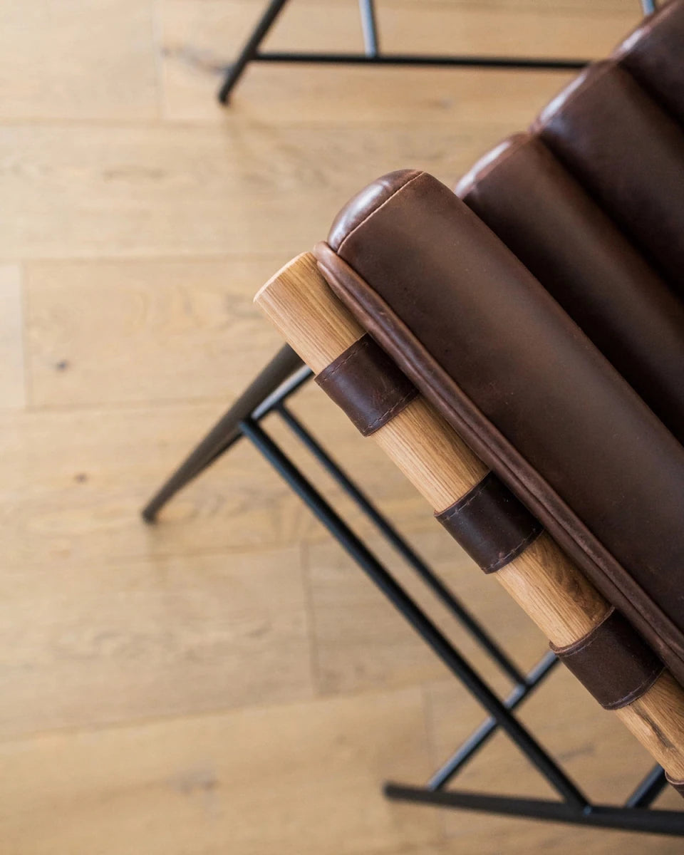 Maple Brown Leather / Maple Leather Straps / White Oak / Counter (24" Height)