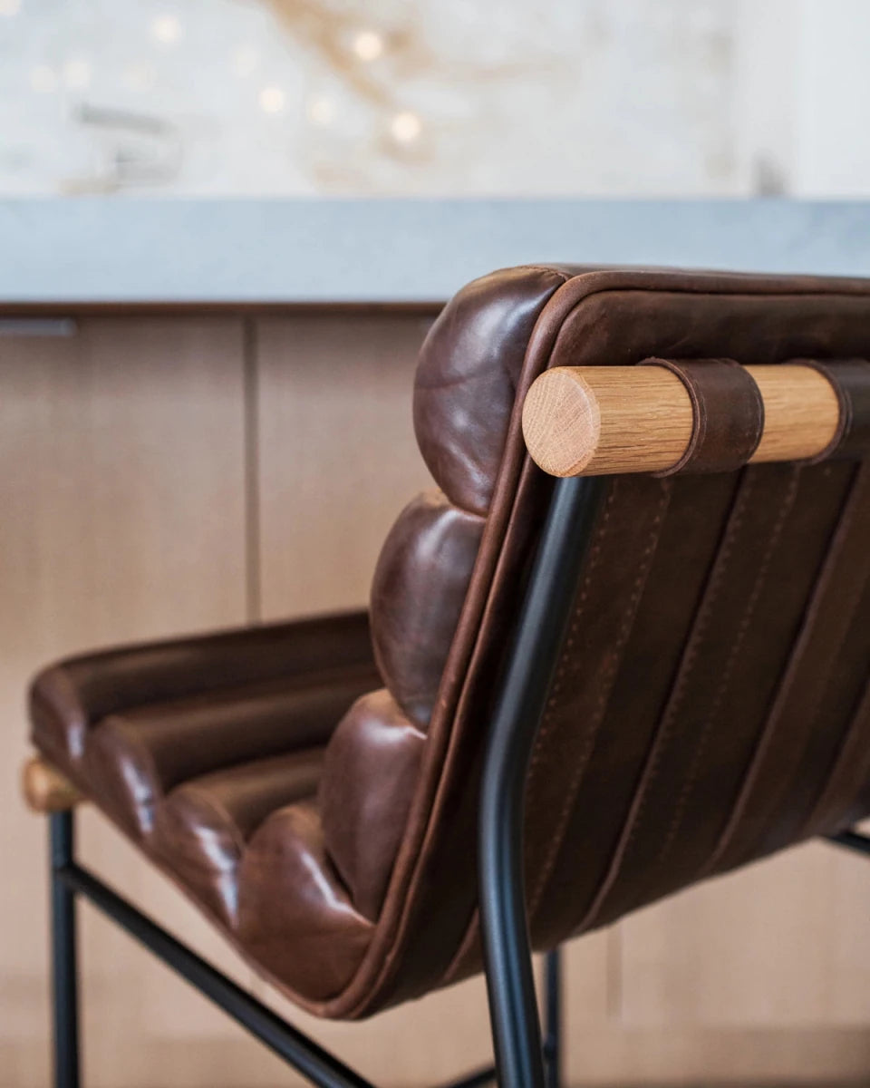 Maple Brown Leather / Maple Leather Straps / White Oak / Counter (24" Height)