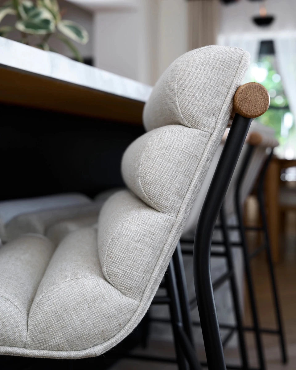 Pearl Linen / Pearl Leather Straps / White Oak / Counter (24" Height)