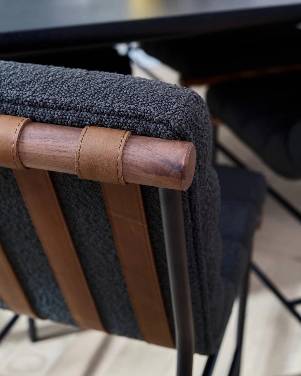 Charcoal Boucle / Heirloom Oak Straps / Walnut