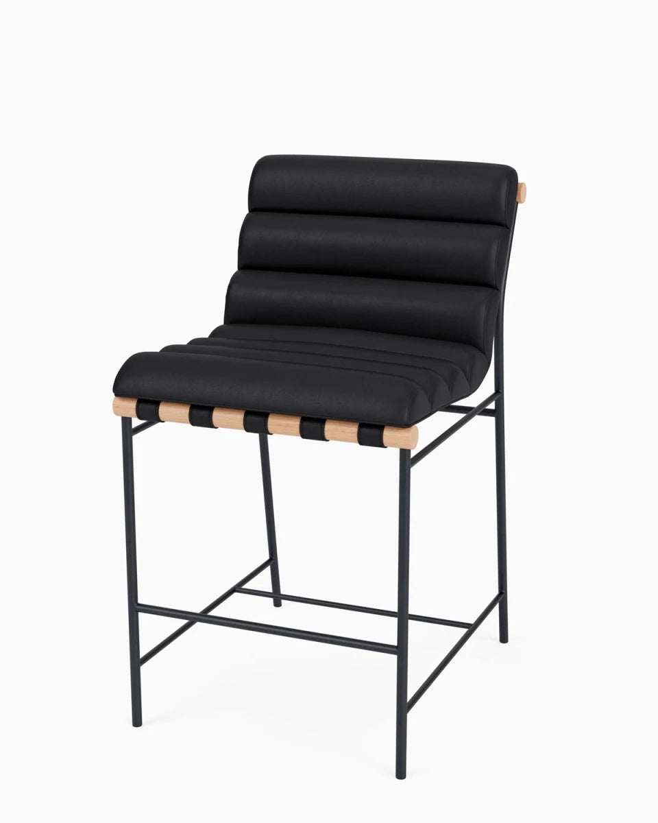 Black Leather / Black Leather Straps / White Oak / Counter (24" Height)
