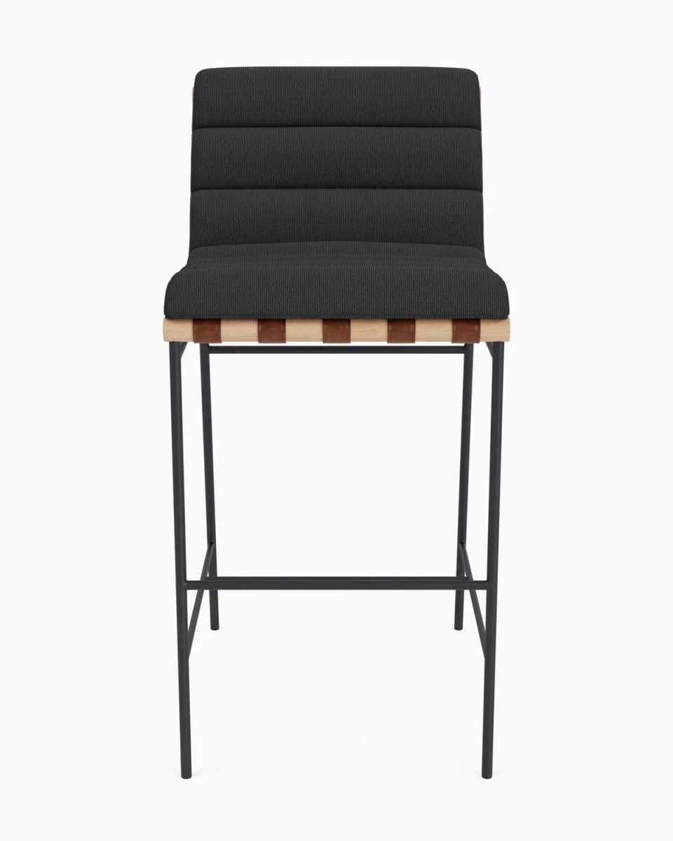 Charcoal Boucle / Heirloom Oak Straps / White Oak / Bar (30" Height)